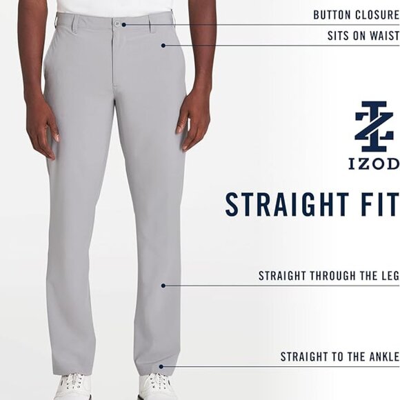Izod Men's Golf Straight-fit Flat-Front Pants size 36x32 - Picture 2 of 5
